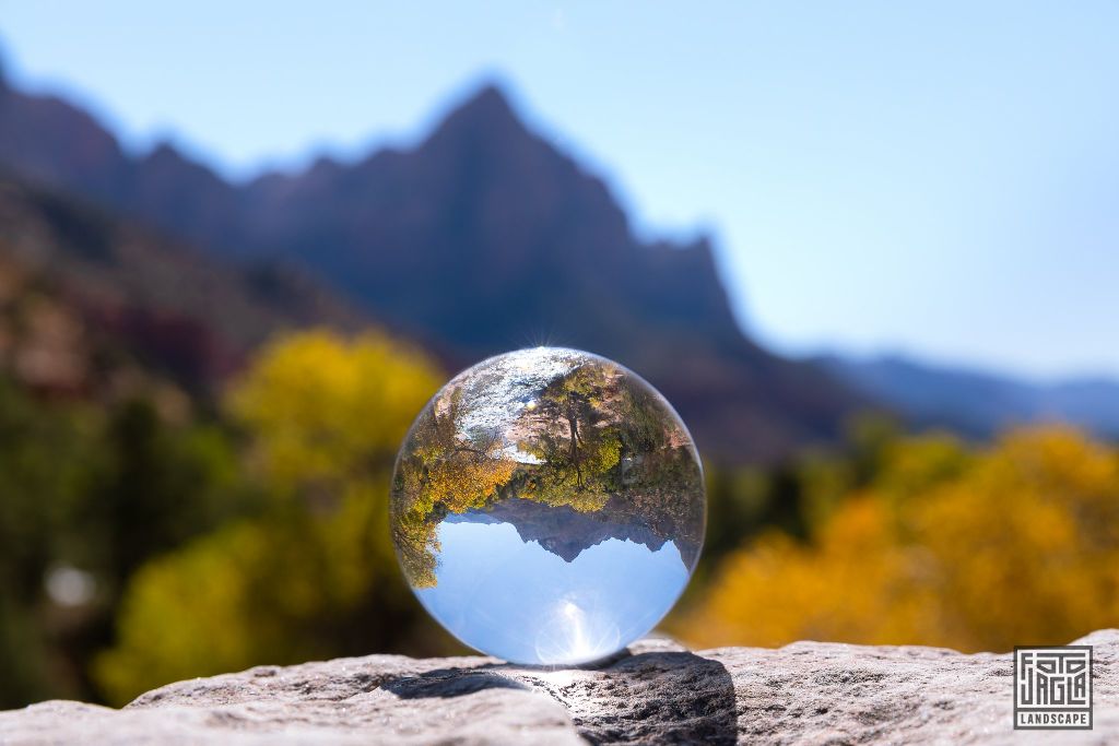 View throug a Lenseball from the Canyon Junction Bridge in Zion National Park
Utah 2019